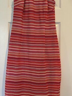 Striped Midi Dress in Red and Pink
